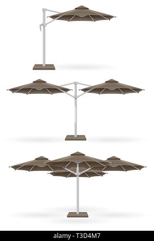 Grandi ombrelloni per bar e caffè sulla terrazza o in spiaggia illustrazione vettoriale isolati su sfondo bianco Illustrazione Vettoriale