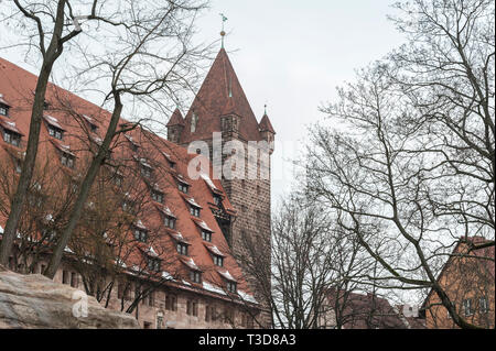 Norimberga castello imperiale (Keiserburg) dal Sacro Romano Impero - uno dei principali luoghi di interesse turistico della città e il simbolo di Norimberga - Germania Foto Stock