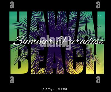 Hawai spiaggia paradiso estivo Abstract Palm Background. Illustrazione Vettoriale Illustrazione Vettoriale