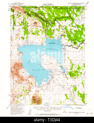 USGS TOPO Map California CA Clear Lake serbatoio 297112 1951 62500 Restauro Foto Stock