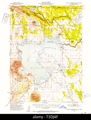 USGS TOPO Map California CA Clear Lake serbatoio 297113 1951 62500 Restauro Foto Stock