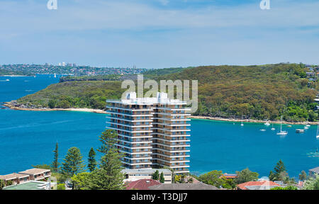 Panoramica vista aerea della spiaggia di Manly skyline in una giornata di sole, Australia. Foto Stock