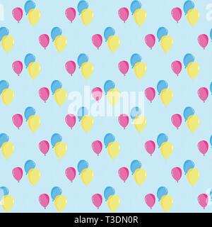 Vettore di astratta festosa seamless pattern con palloncini colorati Illustrazione Vettoriale
