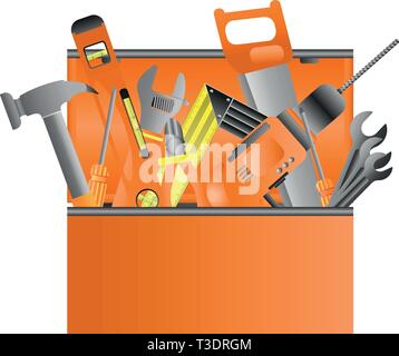 La Casella degli strumenti del vettore con utensili a mano Illustrazione Vettoriale