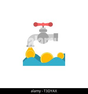 Coin rubinetto. Rubinetto di monete vettore icona piatta isolati su sfondo bianco Illustrazione Vettoriale