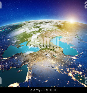 Dal Caucaso al Medio Oriente. Gli elementi di questa immagine fornita dalla NASA. Il rendering 3D Foto Stock