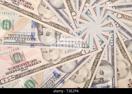 Mandala caleidoscopio dal denaro. Abstract denaro sfondo pattern raster ripetere mandala cerchio. Foto Stock