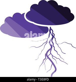 Nuvole e l'icona di un fulmine. Schermo piatto a colori e design. Illustrazione Vettoriale. Illustrazione Vettoriale