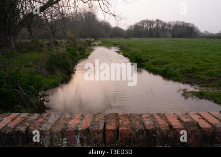 Stream drianing prati umidi Foto Stock