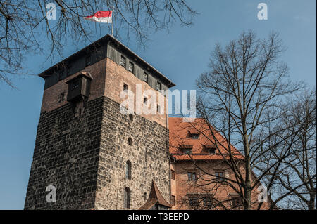 Norimberga castello imperiale (Keiserburg) dal Sacro Romano Impero - uno dei principali luoghi di interesse turistico della città e il simbolo di Norimberga - Germania Foto Stock