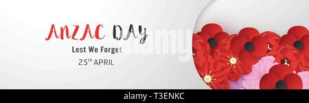 Felice Anzac Day il 25 aprile per coloro che hanno servito e morì in Australia e Nuova Zelanda la guerra. Elemento di modello di progettazione per banner, poster, saluto, invito Illustrazione Vettoriale