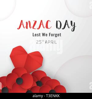 Felice Anzac Day il 25 aprile per coloro che hanno servito e morì in Australia e Nuova Zelanda la guerra. Elemento di modello di progettazione per banner, poster, saluto, invito Illustrazione Vettoriale