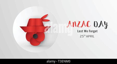 Felice Anzac Day il 25 aprile per coloro che hanno servito e morì in Australia e Nuova Zelanda la guerra. Elemento di modello di progettazione per banner, poster, saluto, invito Illustrazione Vettoriale