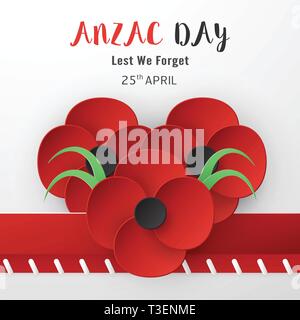 Felice Anzac Day il 25 aprile per coloro che hanno servito e morì in Australia e Nuova Zelanda la guerra. Elemento di modello di progettazione per banner, poster, saluto, invito Illustrazione Vettoriale