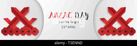 Felice Anzac Day il 25 aprile per coloro che hanno servito e morì in Australia e Nuova Zelanda la guerra. Elemento di modello di progettazione per banner, poster, saluto, invito Illustrazione Vettoriale