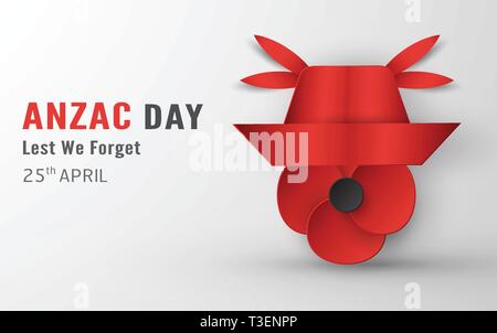 Felice Anzac Day il 25 aprile per coloro che hanno servito e morì in Australia e Nuova Zelanda la guerra. Elemento di modello di progettazione per banner, poster, saluto, invito Illustrazione Vettoriale