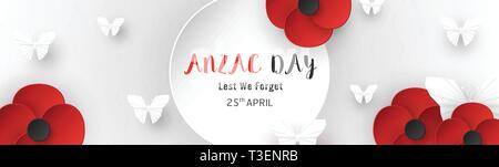 Felice Anzac Day il 25 aprile per coloro che hanno servito e morì in Australia e Nuova Zelanda la guerra. Elemento di modello di progettazione per banner, poster, saluto, invito Illustrazione Vettoriale