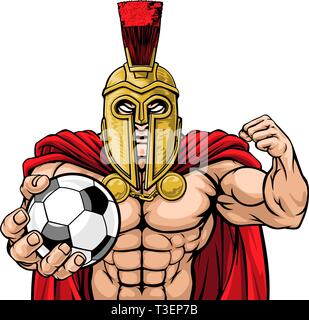 Spartan Trojan calcio Mascotte sportive Illustrazione Vettoriale