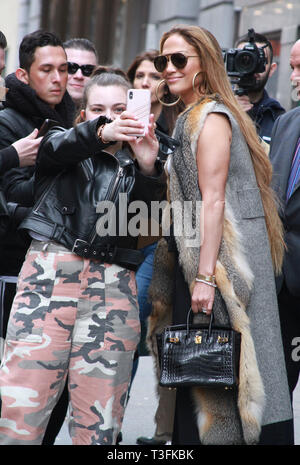 New York, Stati Uniti d'America. 9 apr, 2019. Jennifer Lopez visto a New York City il 09 aprile 2019. Credito: Rw/media/punzone Alamy Live News Foto Stock