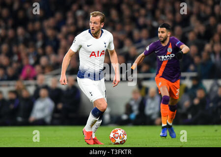 Londra, Regno Unito. 09h Aprile, 2019.Tottenham avanti Harry Kane in azione durante la UEFA Champions League quarti di finale 1° Leg match tra Tottenham Hotspur e Manchester City al Tottenham Hotspur Stadium, Londra martedi 9 aprile 2019. Credito: MI News & Sport /Alamy Live News Foto Stock