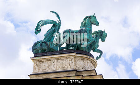 Monumento millenario dettaglio sulla Piazza degli Eroi in Budapest, Ungheria. Foto Stock