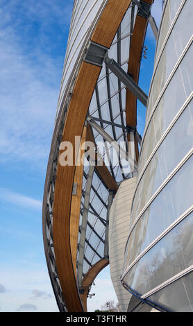 Gallery complesso per la Louis Vuitton Corporate Foundation, nel Bois de Boulogne, Parigi, progettato dal visionario architetto americano Frank Gehry Foto Stock