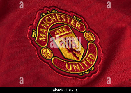 Close up DI MAGLIA MANCHESTER UNITED - CASA. Foto Stock