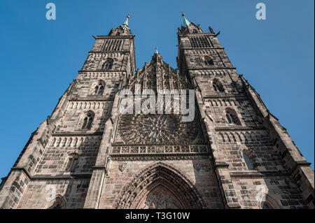 San Lorenzo (Chiesa di San Lorenz Kirche) nella storica città di Norimberga. Norimberga, Baviera, Germania Foto Stock