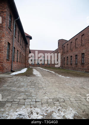 Edifici al campo di concentramento di Auschwitz e morte camp, Polonia Foto Stock