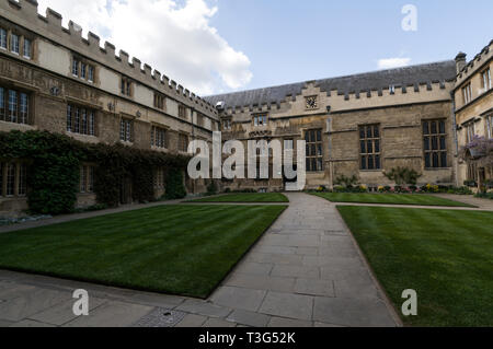 Jesus College nel manto erboso Street, Oxford, Inghilterra. Foto Stock