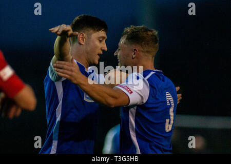 Cullen Kinsella di Penybont in azione. Pen-y-Bont v Haverfordwest County nella divisione WFL uno a Bryntirion Park. Lewis Mitchell/YCPD. Foto Stock