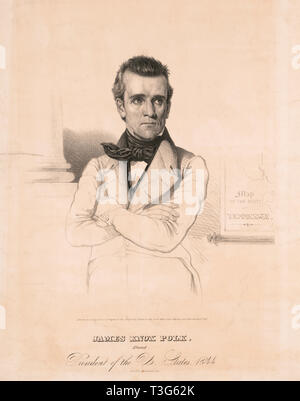 James Knox Polk, eletto presidente degli Stati Uniti, 1844, Haas Lith., Washington City Foto Stock