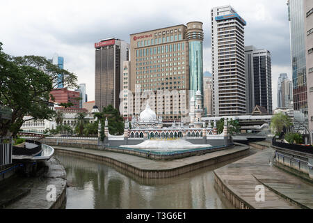 Kuala Lumpur, Malesia - 7 Gennaio 2019: Masjid Jamek moschea nel centro di Kuala Lumpur. Foto Stock