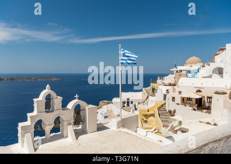 Vista a parti di Oia a Santorini Foto Stock