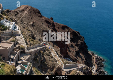 Vista a parti di Oia a Santorini Foto Stock