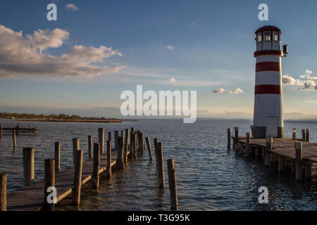 Leuchtturm (faro) Podersdorf, Neusiedler See, Burgenland, Austria Foto Stock