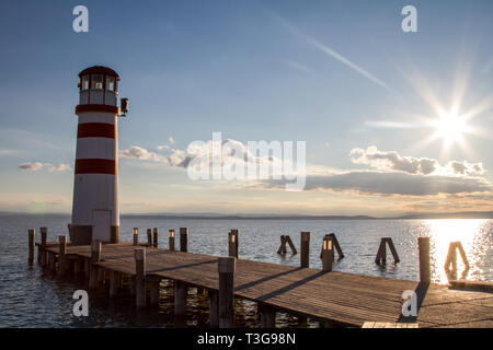 Leuchtturm (faro) Podersdorf, Neusiedler See, Burgenland, Austria Foto Stock