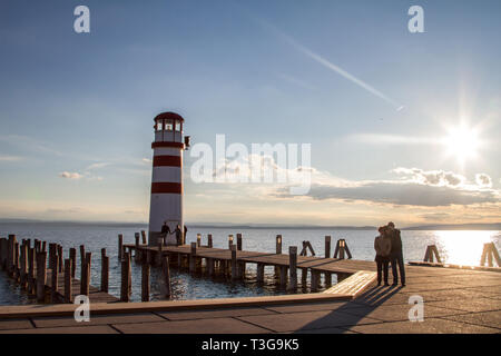 Leuchtturm (faro) Podersdorf, Neusiedler See, Burgenland, Austria Foto Stock