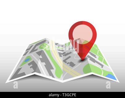 Generic mappa piegata con perno di locazione e di ombra Illustrazione Vettoriale