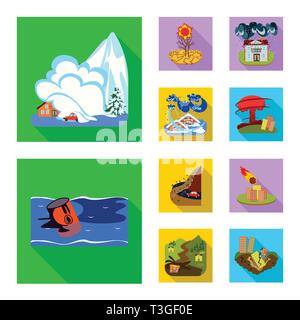 Oggetto isolato di crollo e segno dell'ambiente. Set di crollo e angoscia icona vettore per il magazzino. Illustrazione Vettoriale