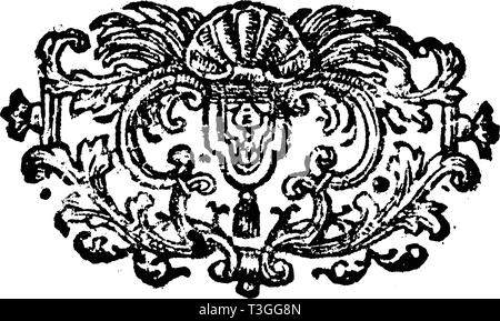 Antico disegno vettoriale o incisione di classic vintage floral design decorativo di Fiori in frame in bianco e nero.Da neugepflansste Der kleine Baum-Garten, 1772. Illustrazione Vettoriale
