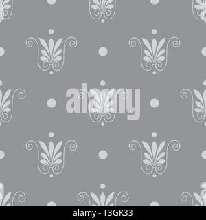 Modello senza cuciture con abstract etnico floreale grigio Illustrazione Vettoriale