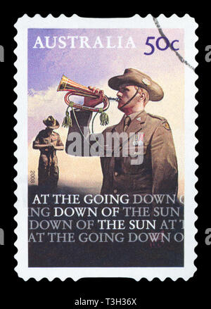 AUSTRALIA - circa 2008: un timbro stampato in Australia mostra soldato australiano - Bugler, circa 2008. Foto Stock