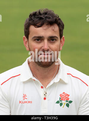 Lancashire's Stephen Parry durante il media day a Emirates Old Trafford, Manchester. Foto Stock