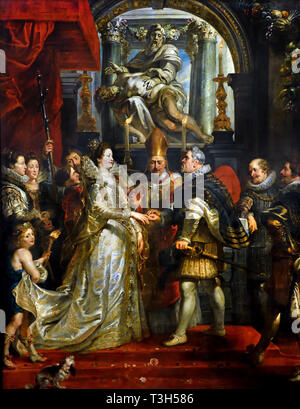 Il matrimonio tramite proxy di Maria de' Medici al re Enrico IV - Marie de' Medici 1622-1624 ciclo da Peter Paul Rubens commissionata dalla regina Maria de' Medici, vedova del re Enrico IV di Francia, per il Palazzo del Lussemburgo a Parigi, Foto Stock