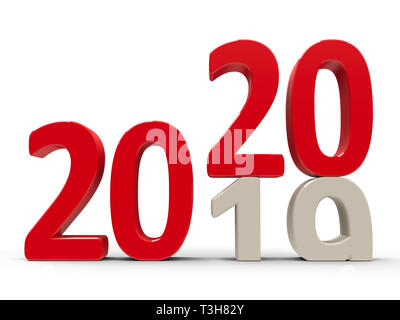 2019-2020 modifica rappresenta il nuovo anno 2020, tridimensionale, rendering 3D illustrazione Foto Stock