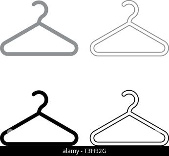 Gruccia appendiabiti icon set nero colore grigio illustrazione vettoriale stile piatto semplice immagine Illustrazione Vettoriale