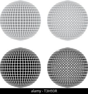 Palla da discoteca Discoteca il concetto di partito sfera mondo concetto idea Web icon set nero colore grigio illustrazione vettoriale stile piatto semplice immagine Illustrazione Vettoriale