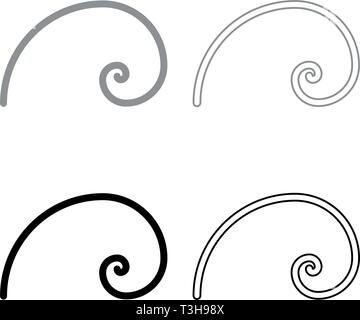 Spirale sezione dorata Golden ratio proporzione spirale di Fibonacci icon set nero colore grigio illustrazione vettoriale stile piatto semplice immagine Illustrazione Vettoriale