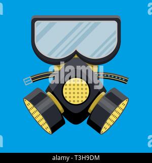 Moderna maschera a gas respiratore. Attrezzatura antincendio. Illustrazione Vettoriale in stile piatto Illustrazione Vettoriale